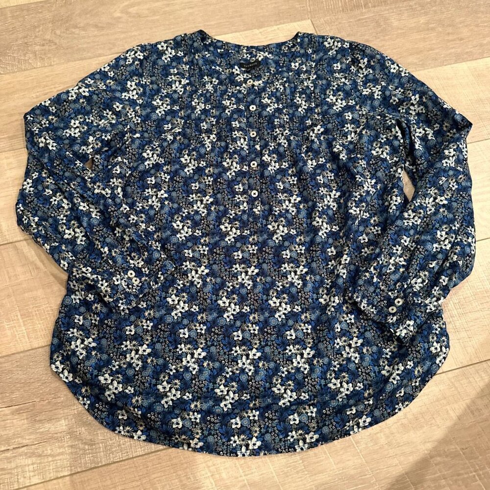 TALBOT'S WOMENS LARGE 3/4 BUTTON LONG SLEEVE FLORAL BLOUSE XL SHIRT